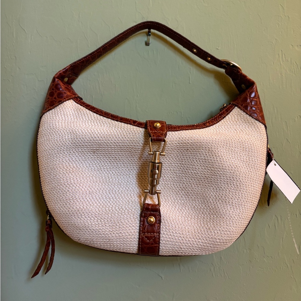 Eric Javits Elegant Cream and Brown Women's Bag